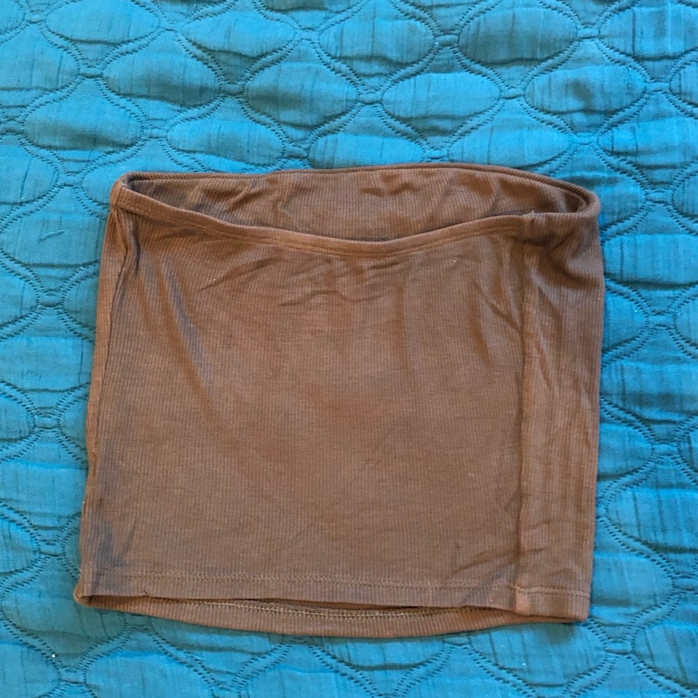 Army Green Ribbed Tube Top - Picture 3 of 3